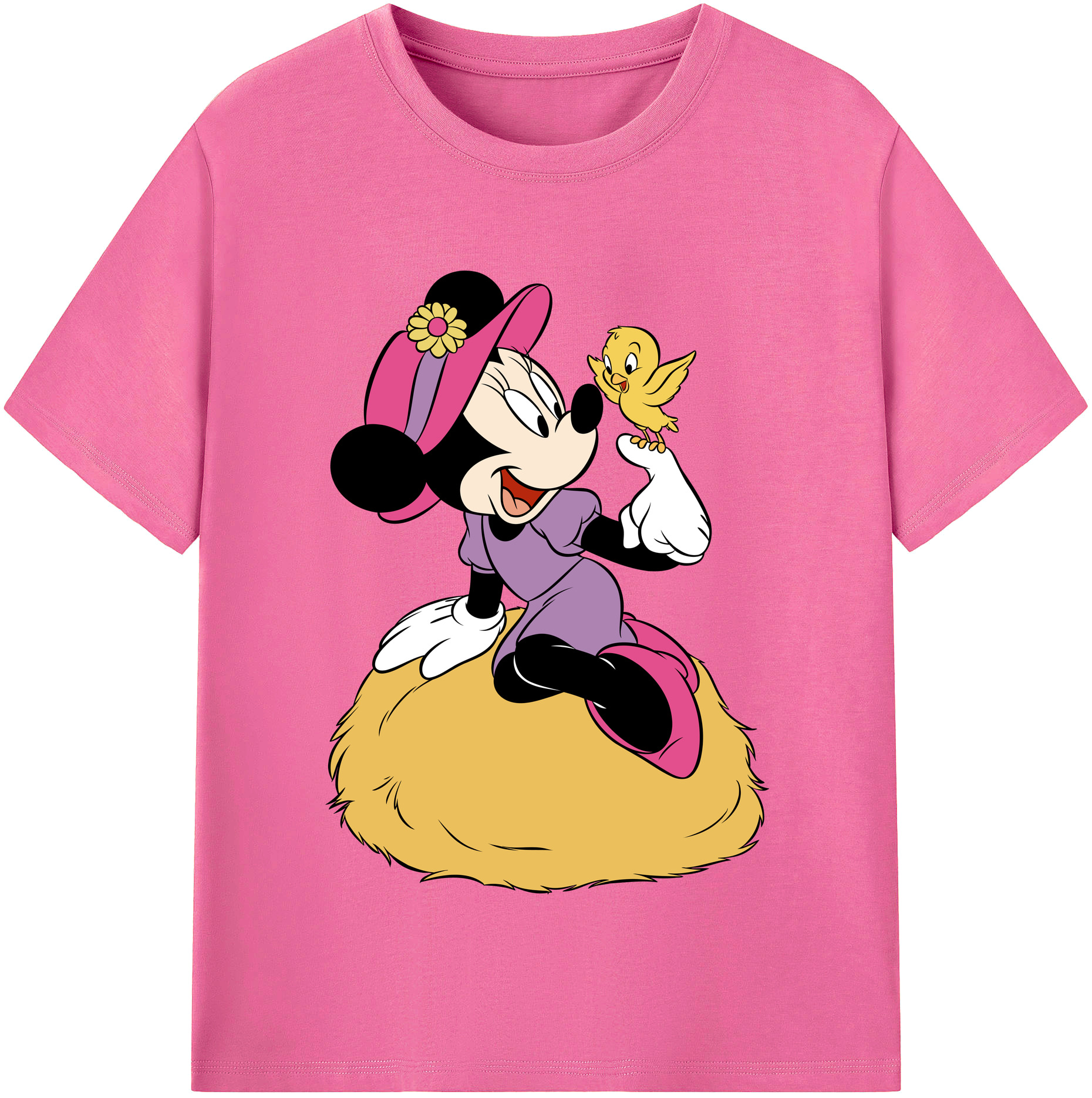 （画像用） ミッキーマウス Mickey Mouse レディースカジュアルプリントTシャツ（綿100％）